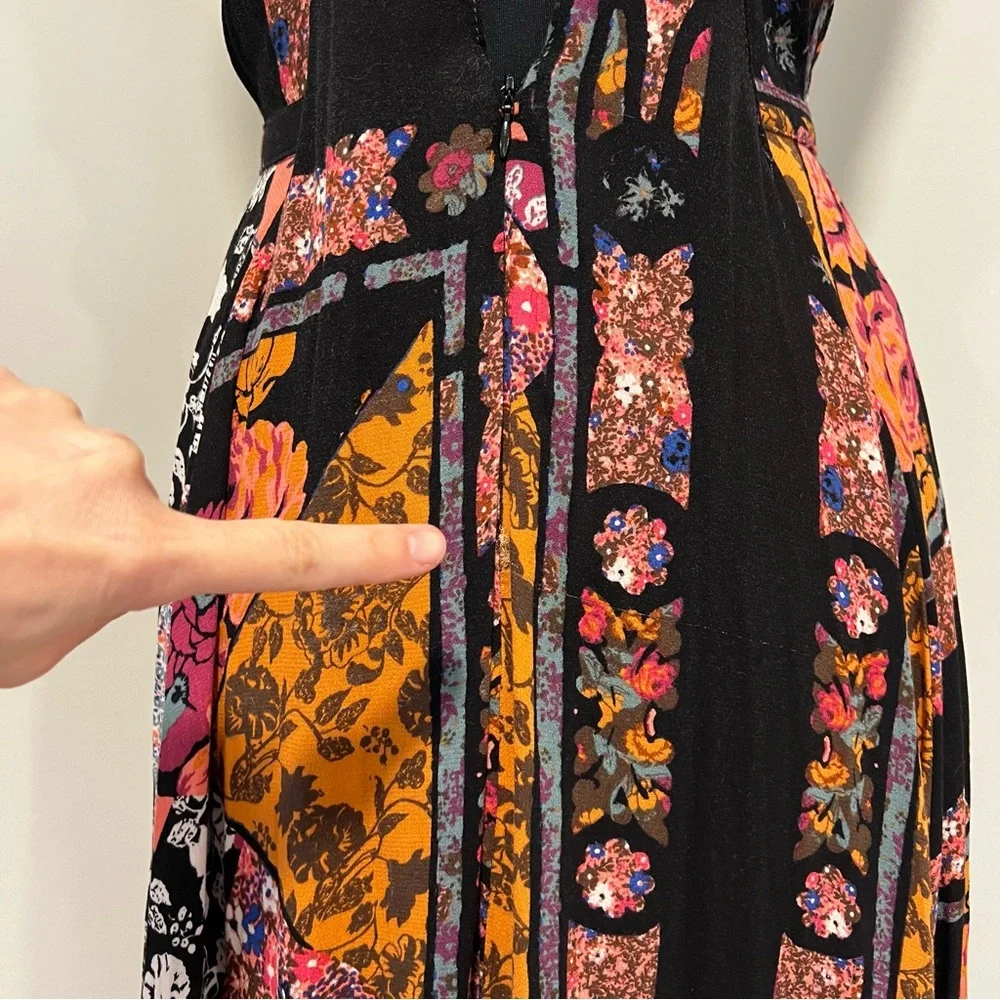 Free People Patchwork Maxi Dress in Black, Pink, Orange and Purple - Picture 14 of 16